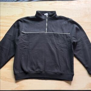 Men's Black Half-Zip Pullover with Contrast Piping